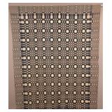 Antique Blue & White Dated 1827 Overshot Coverlet.