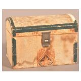 Wallpaper-Covered Miniature Dome-Lid Trinket Box.