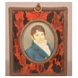 19th C. Miniature Portrait Painting of Gentleman.