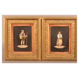 Pair of Framed Italian Pietra Dura Plaques.