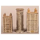 Three Antique Cast Iron Skyscraper Banks.