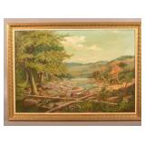 E. S. Reeser Oil on Canvas Landscape Painting.