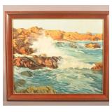 Jack Coggins Oil on Masonite Seascape Painting.
