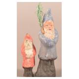 Two Antique German Composition Miniature Santas.