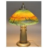 Art Deco Painted Celluloid Shade Table Lamp.