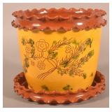 Breininger Pottery 1988 Sgraffito Redware Planter.