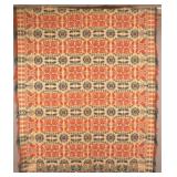 Antique 2-Part, 4-Color Jacquard Coverlet.