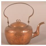 I. Dunn New York, NY Copper Tea Kettle.
