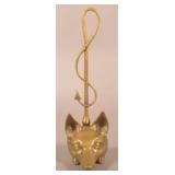 Antique Lead-Filled Brass Fox Head Doorstop.