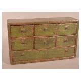 Primitive Green-Painted Softwood Apothecary Chest.