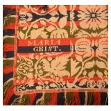 4-Color Antique Coverlet Signed "Maria Geist".