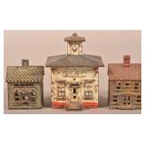 Three Antique Building-Form Still Banks.