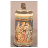 German Mettlach Song & Music 1/2-L. Ceramic Stein.