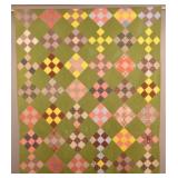 9-Patch Geometric Patchwork Antique Quilt.