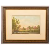 Antique Bucks County , PA Watercolor Landscape.