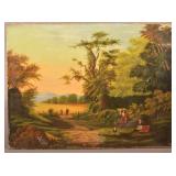 19th Century Oil on Canvas Landscape Painting.