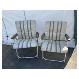 (2) Folding Lawn Chairs w/ Cushions