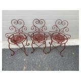 (3) Wire Painted Garden Chairs