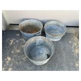 6 Vtg. Metal Galvanized Wash Tubs & Pails