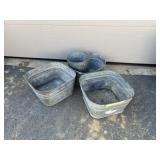 (3) Galvanized Wash Tubs & Galv. Pail