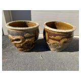 (2) Glazed Pottery Planters