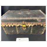 19th Cent. Leather & Brass Decorated Document Box