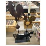 Contemporary Stamped Steel Figurines & Candlestick