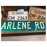 Military License Plates and Street Sign