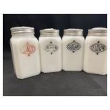 (4) Vintage Milk Glass Shakers