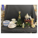 Beer Stein, Decanter Bottle, Cups and Saucers
