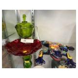 Art Glass with Pottery Frog