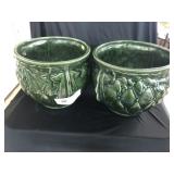 (2) Glazed Pottery Jardinieres
