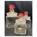 (3) Graduated Chicken Form Canisters