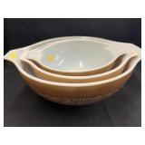 (3) Pyrex Woodland Pattern Nesting Bowls