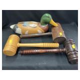 Carved Wood Decoys with Mallets