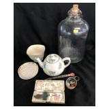 Embossed Vinegar Bottle with Porcelain