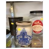 Candy Canister with Stoneware Storage Crocks