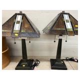 (2) Contemporary Slag Glass Accent Lights