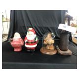 Vintage Santa Figurines with Wood Carving
