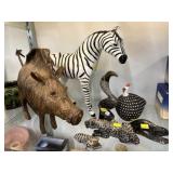 Stone, Composition and Wood Animal Figurines