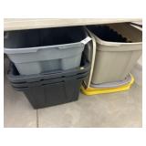 (5) Storage Totes and 4 Lids