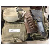 Military Gas Masks, Trench Shovels, Holster