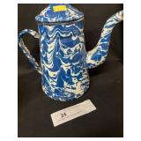 Blue Agate Swirl Gooseneck Coffee Pot