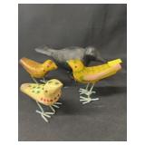 (4) Unsigned Carved Wood Birds