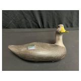 Unsigned Black Duck Carved Wood Decoy