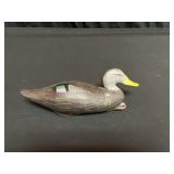 Signed, Carved Wood Black Duck Decoy