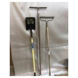 (2) Stone Rakes with Flat Shovel