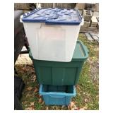 (2) Storage Totes/Lids with Plastic Sign