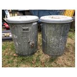 (2) Galvanized Metal Covered Cans