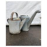 (2) Vtg. Galvanized Sprinkling Cans